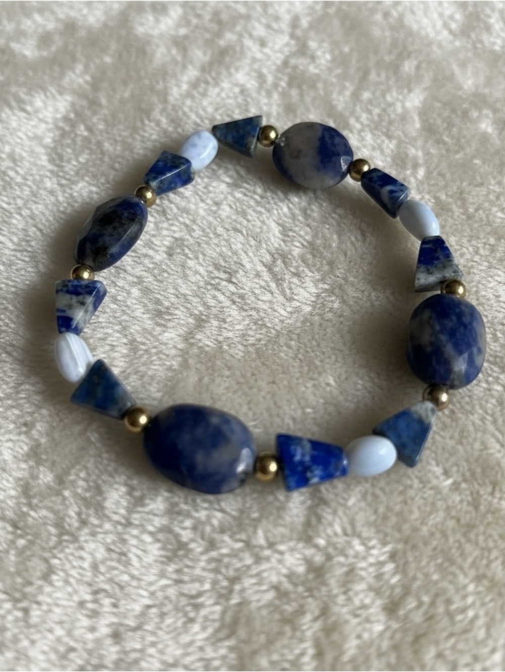 Blue Sodalite Beaded Stretch Bracelet handmade by me